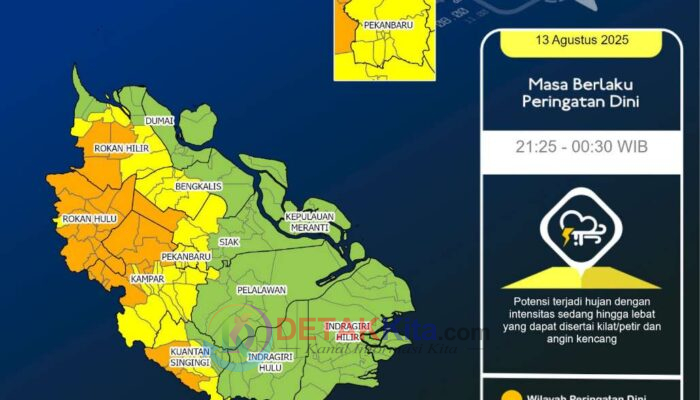 Awan Gelap Menggantung, Riau Siaga Hujan Lebat dan Angin Kencang Malam Ini