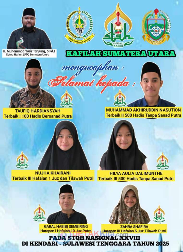 Kafilah Sumut Raih Prestasi Gemilang di STQH Nasional XXVIII, Tembus 7 Besar Nasional