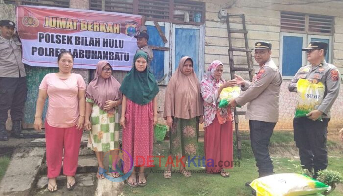 Polsek Bilah Hulu Tebar Kepedulian Lewat Jumat Berkah: Warga Kurang Mampu Terima Sembako dan Pesan Kamtibmas