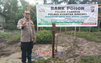Bripka Mariono Bhabinkamtibmas Pangean Bangun Bank Pohon, Dukung Program Green Policing Kapolda Riau