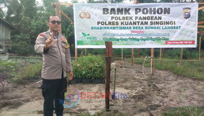Bripka Mariono Bhabinkamtibmas Pangean Bangun Bank Pohon, Dukung Program Green Policing Kapolda Riau