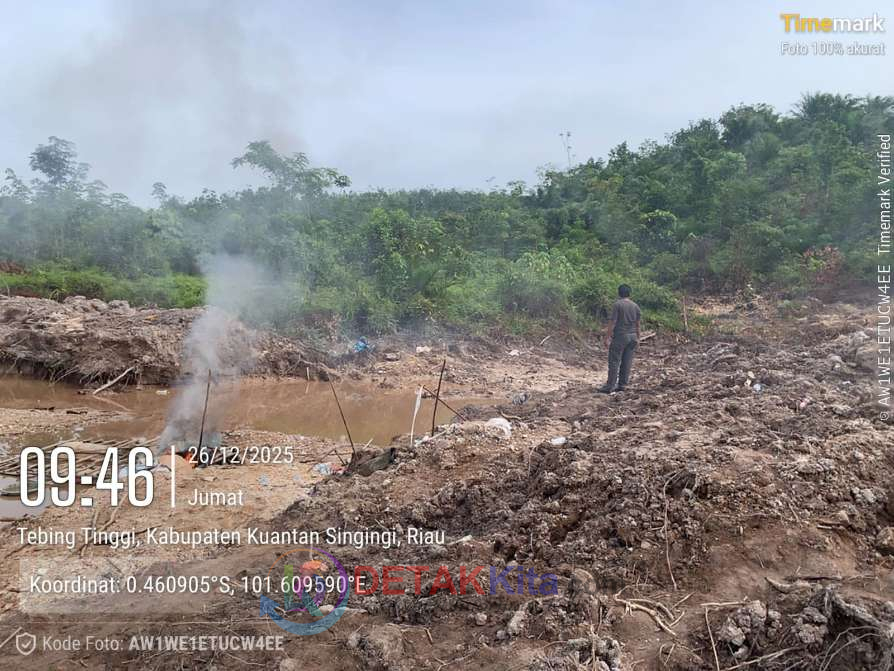 PETI di Benai Digeruduk Polisi, Dua Bangkai Rakit Dompeng Dibakar di Dusun Jirak