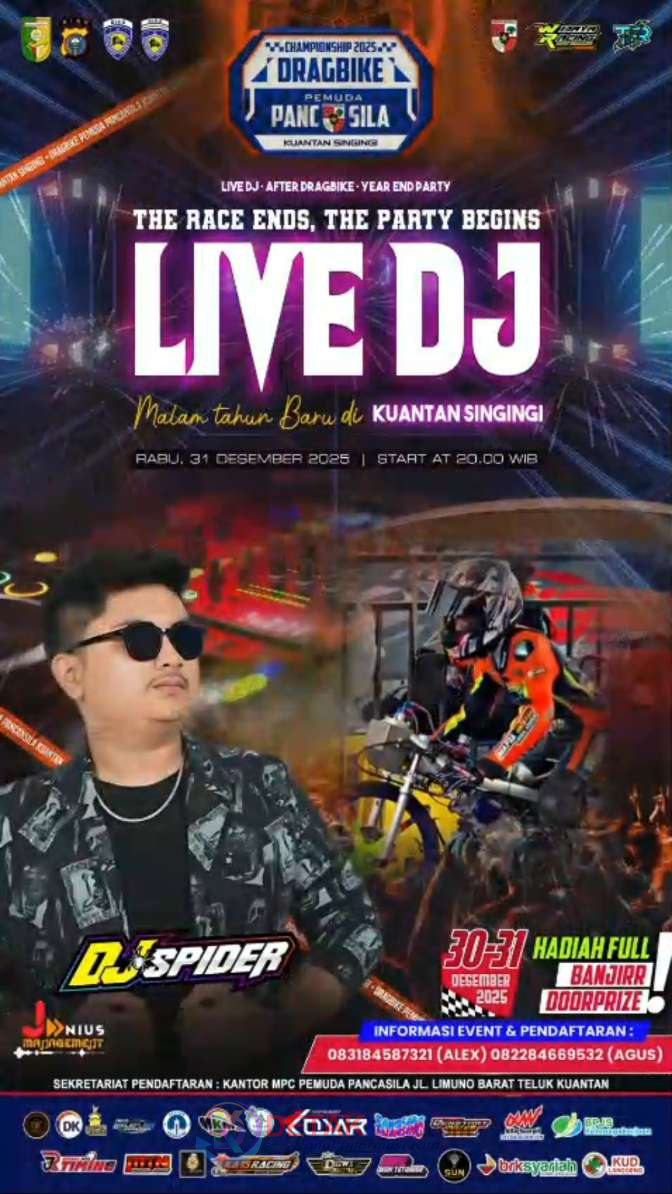 Drag Bike Tuntas, Pesta Dimulai! DJ Spider Siap Guncang Malam Puncak Tahun Baru 2026 di Teluk Kuantan