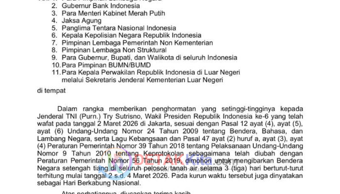 Tiga Hari Berkabung Nasional! Bendera Merah Putih Wajib Setengah Tiang—Pemkab Kuansing Langsung Bergerak