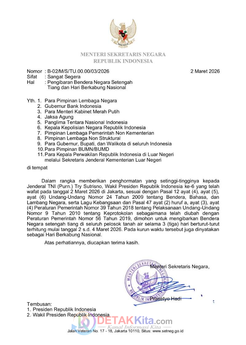 Tiga Hari Berkabung Nasional! Bendera Merah Putih Wajib Setengah Tiang—Pemkab Kuansing Langsung Bergerak