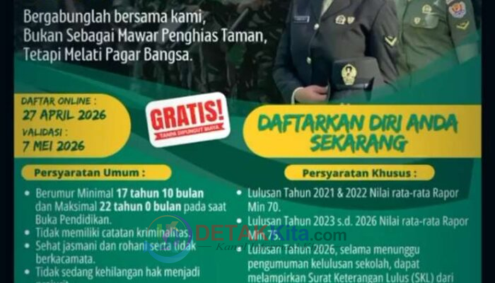 TNI AD Buka Rekrutmen Kowad 2026! Catat Tanggalnya—Gratis Tanpa Pungutan — Ini Syarat Lengkap dan Tahapan Seleksinya