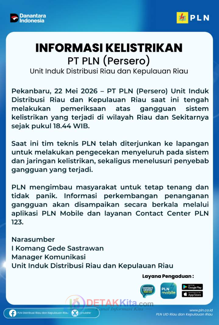 Listrik Padam Massal di Riau—PLN Turun Tangan Selidiki Gangguan Sistem
