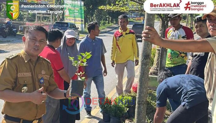 Camat Eka Putra Pimpin Penanaman Bunga untuk Percantik Kota Teluk Kuantan
