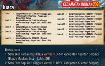 Ojap Bikin Gebrakan! Pacu Jalur Rayon 1 Inuman 2026 Siapkan Bonus Kerbau—Sapi hingga Kambing: Hadiah Tembus Puluhan Juta
