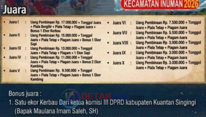 Bonus Menggiurkan di Pacu Jalur Rayon I Inuman — Ketua TP PKK Kuansing Siapkan Penghargaan Khusus untuk Tukang Tari—Onjai dan Timbo Ruang Terbaik