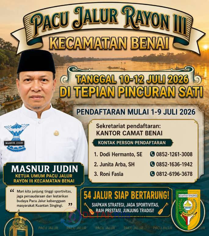 Hitung Mundur Dimulai! 54 Jalur Resmi Daftar — Technical Meeting Pacu Jalur Rayon III Benai Digelar Besok
