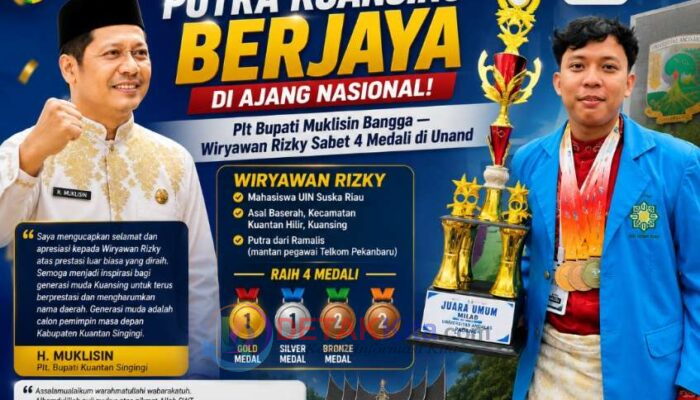 Putra Kuansing Berjaya di Ajang Nasional! Plt Bupati Muklisin Bangga — Wiryawan Rizky Sabet 4 Medali di Unand