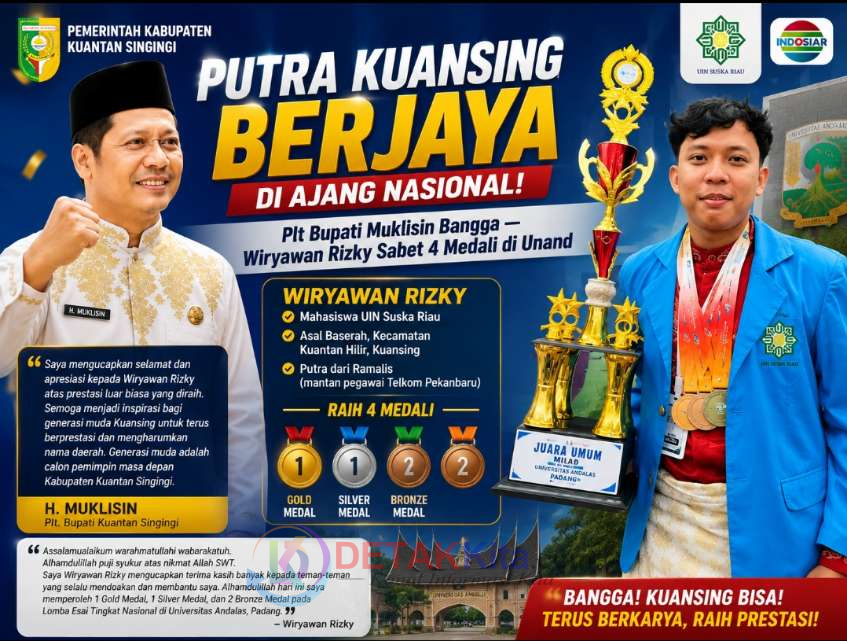 Putra Kuansing Berjaya di Ajang Nasional! Plt Bupati Muklisin Bangga — Wiryawan Rizky Sabet 4 Medali di Unand