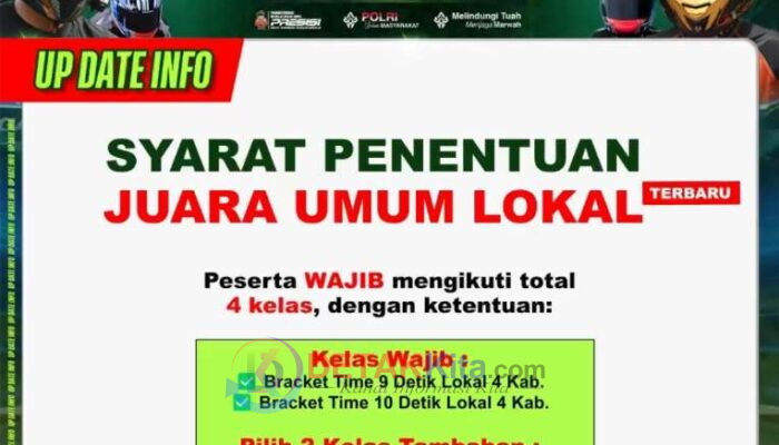 IMI Kuansing Umumkan Syarat Baru Juara Umum Lokal Drag Bike HUT Bhayangkara 2026 — Pembalap Wajib Ikuti 4 Kelas