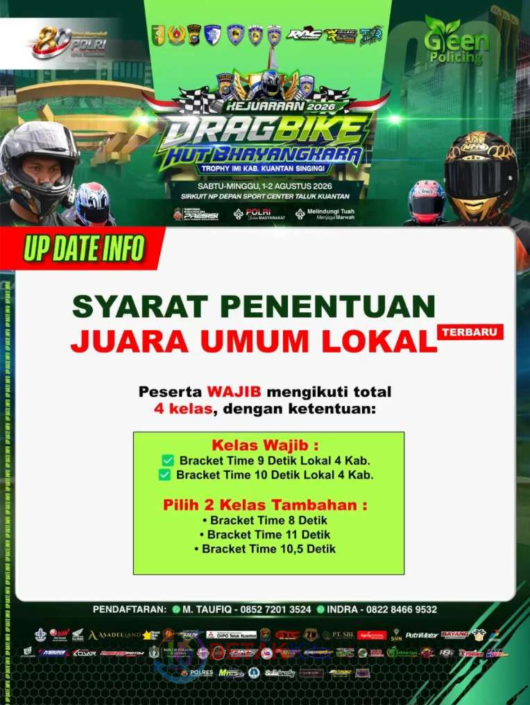 IMI Kuansing Umumkan Syarat Baru Juara Umum Lokal Drag Bike HUT Bhayangkara 2026 — Pembalap Wajib Ikuti 4 Kelas