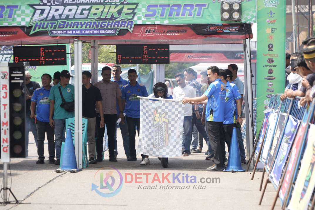 Drag Bike HUT Bhayangkara IMI Kuansing 2026 Diikuti 700 Starter dari Empat Provinsi — Plt Bupati Beri Dukungan Penuh