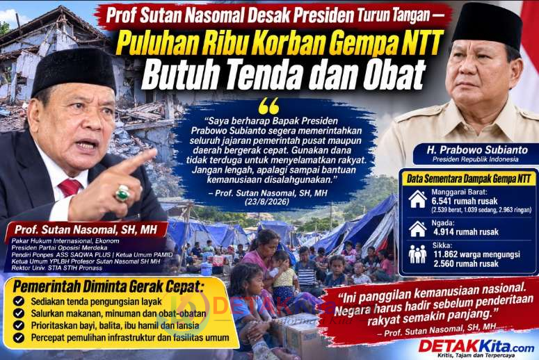 Prof Sutan Nasomal Desak Presiden Turun Tangan — Puluhan Ribu Korban Gempa NTT Butuh Tenda dan Obat