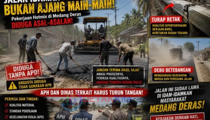 Belum Rampung Sudah Retak! Proyek Jalan Rp30 Miliar di Medang Deras Disorot