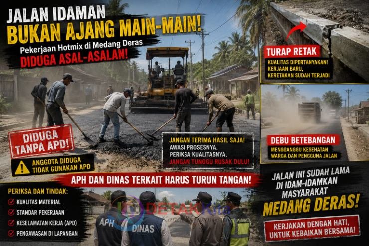 Belum Rampung Sudah Retak! Proyek Jalan Rp30 Miliar di Medang Deras Disorot