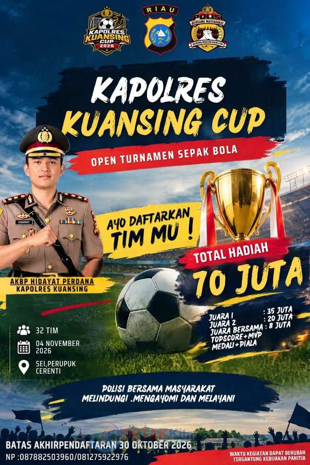 Kapolres Kuansing Cup 2026 Berhadiah Puluhan Juta Rupiah — Puluhan Tim Siap Bertarung
